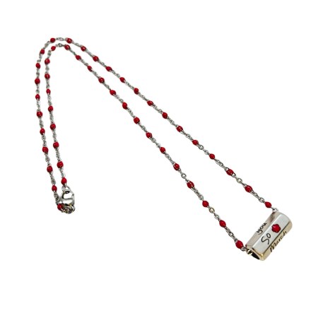 necklace steeil silver red beads and washer march1